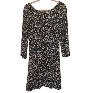 Gap For Good Dress Size 6 Tall Black & White Floral A Line Lightweight Pockets‎
